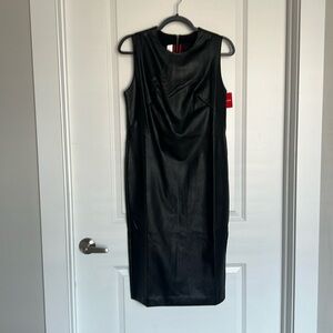 Spanx size M faux leather a line dress